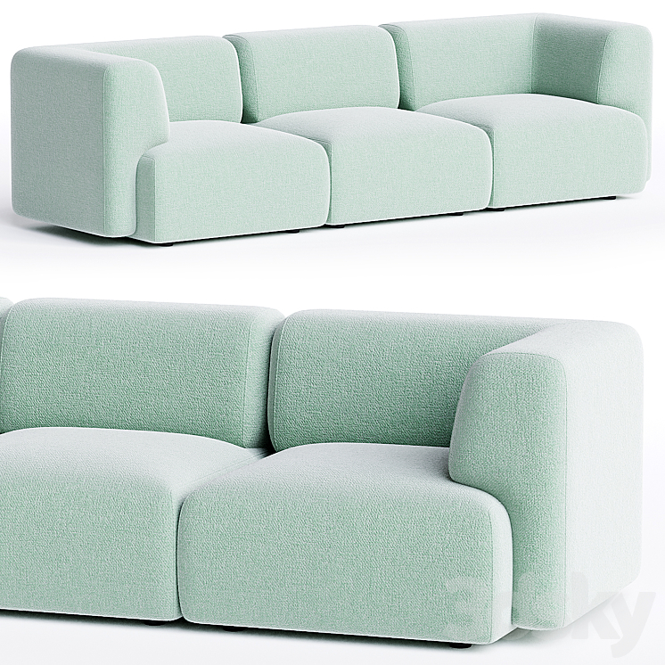 DUO MINI 3 seater sofa By Sancal 3DS Max Model - thumbnail 1