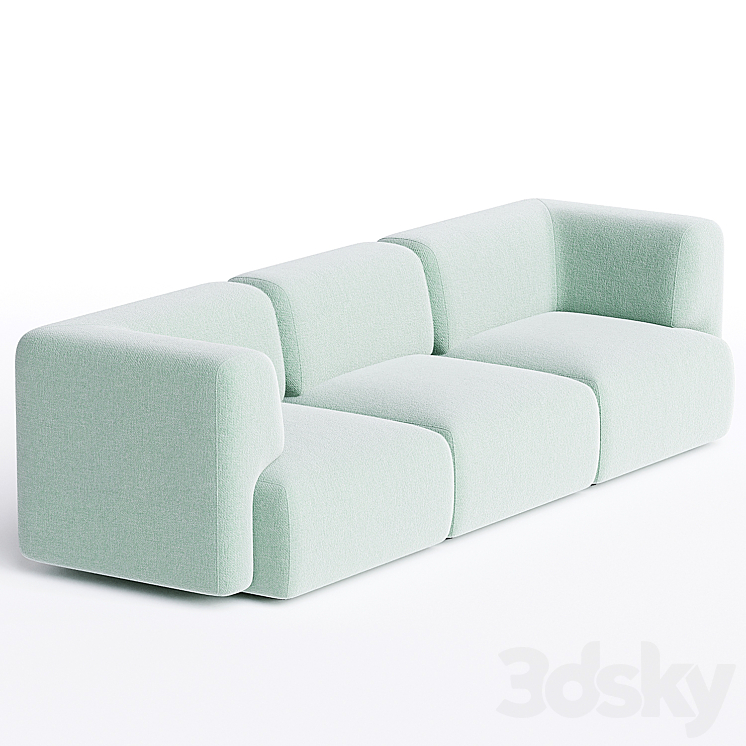 DUO MINI 3 seater sofa By Sancal 3DS Max Model - thumbnail 2