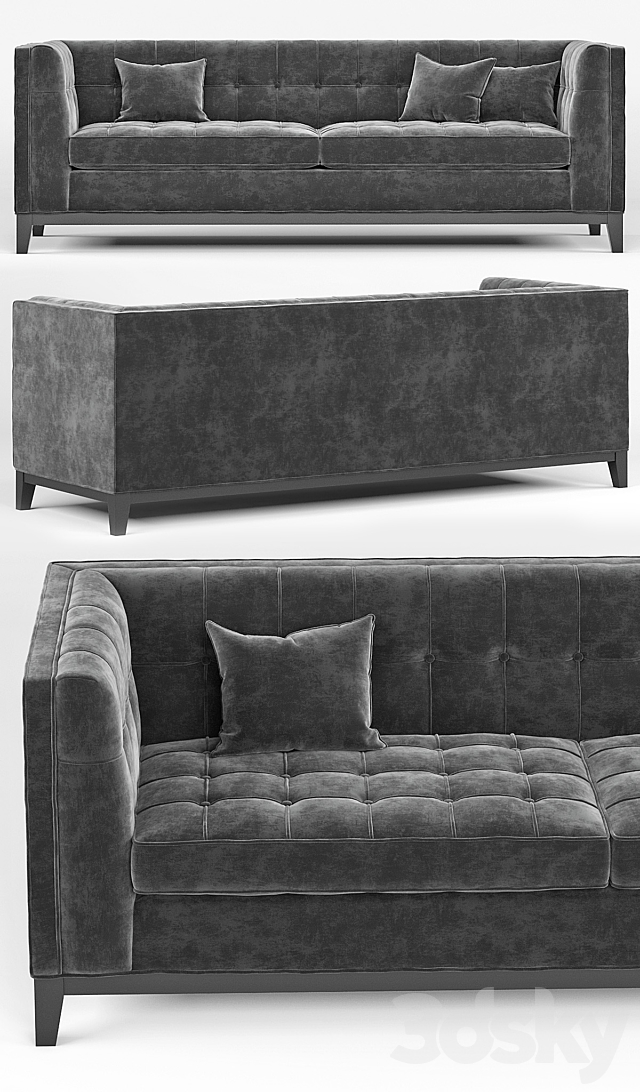 Eichholtz Aldgate Modern Classic Black Velvet Modular Sofa 3ds Max - thumbnail 2