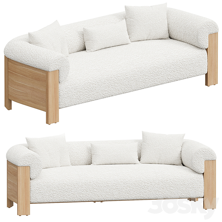 Eldon Three Seater Sofa Oak Boucle 3DS Max Model - thumbnail 1