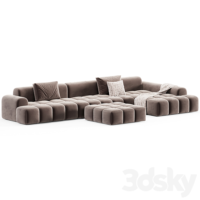 Extra Long Modern Sofa 3ds Max - thumbnail 2