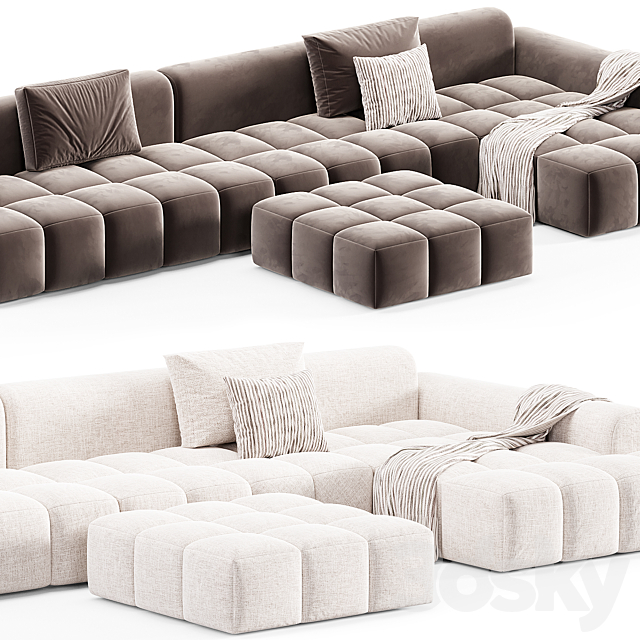 Extra Long Modern Sofa 3ds Max - thumbnail 3