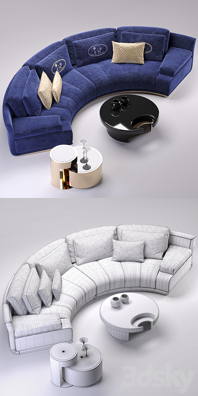 Fendi Artu Round Sectional Sofa 3DSMax File - thumbnail 3