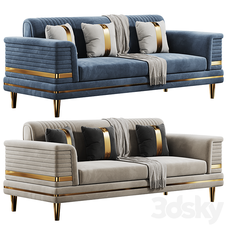 FH 7166 Sofa Set 3DS Max Model - thumbnail 2