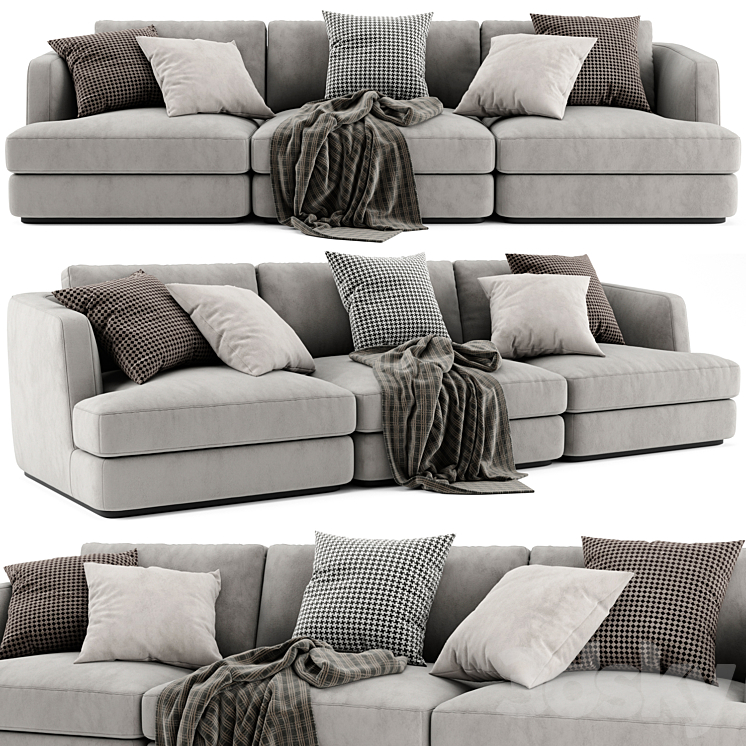 Flexform Barret 3 Seats Sofa 3DS Max Model - thumbnail 1