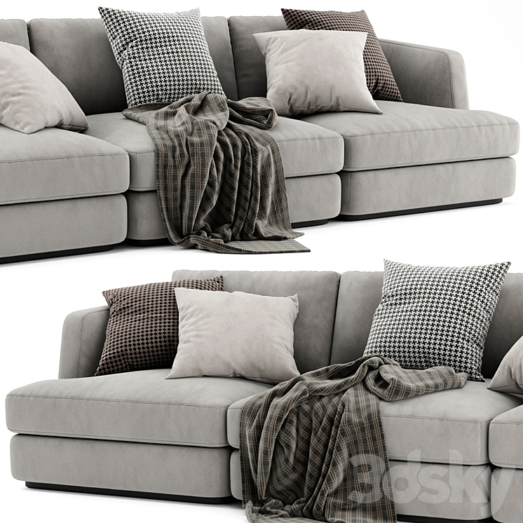 Flexform Barret 3 Seats Sofa 3DS Max Model - thumbnail 2