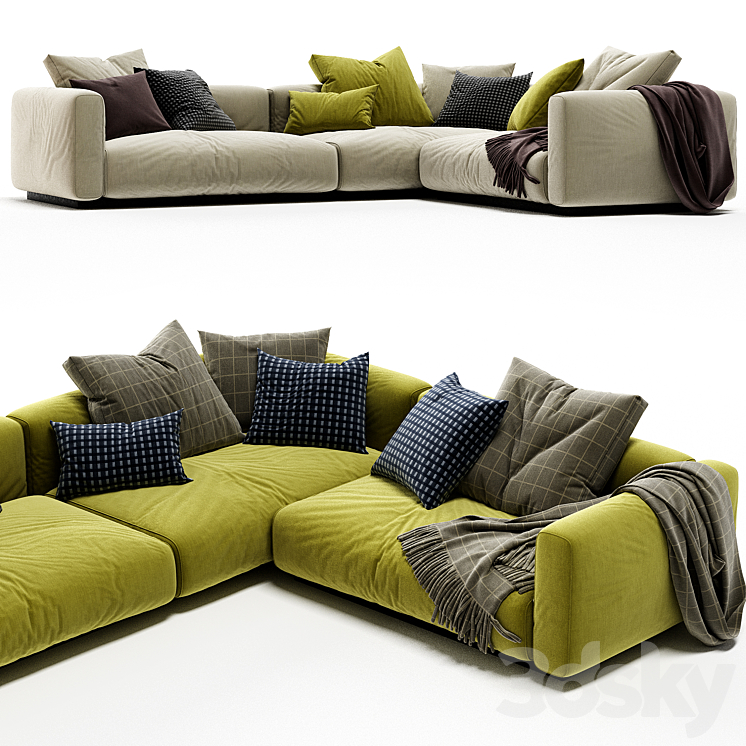 Flexform Lario Sofa 3DS Max Model - thumbnail 1