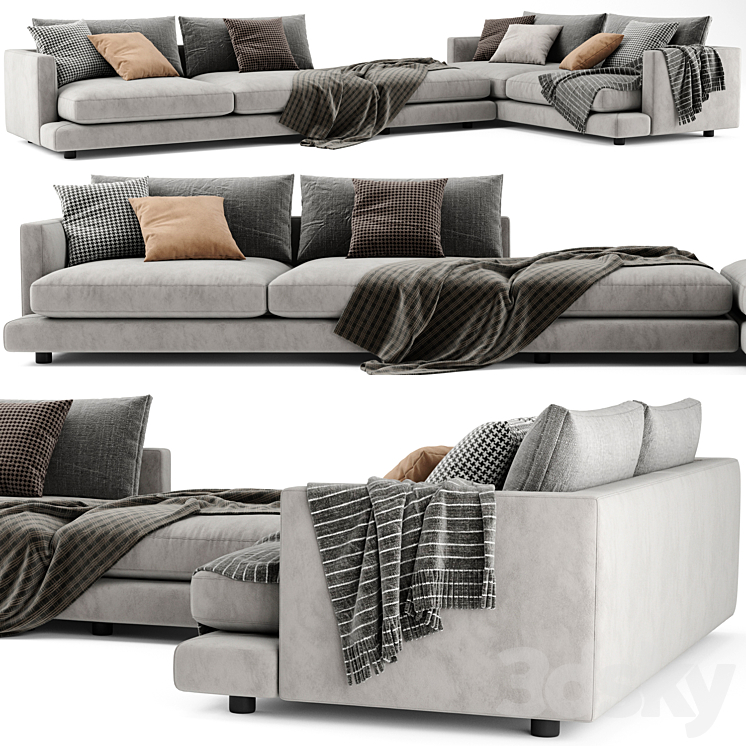 Flexform Long Island Sofa Set 01 3DS Max Model - thumbnail 1