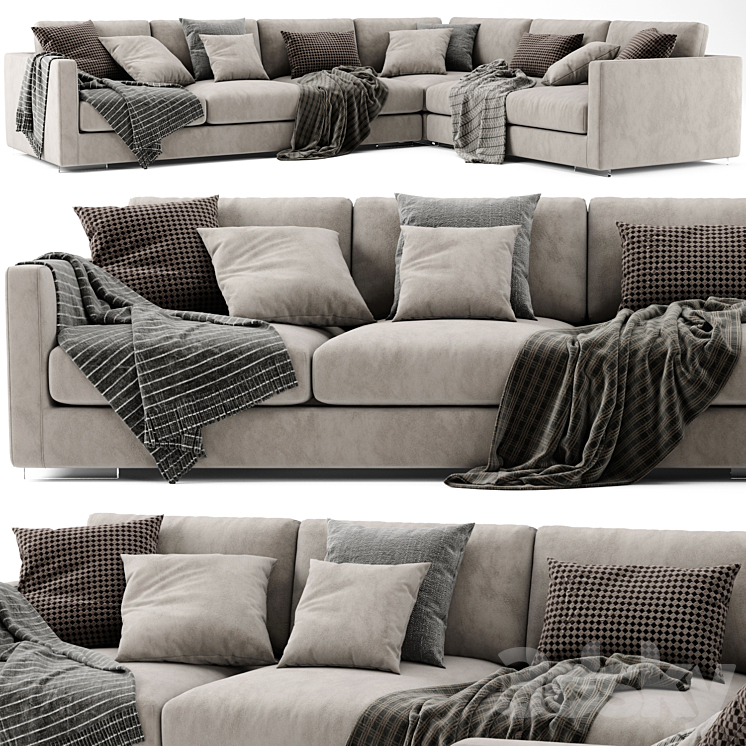 Flexform Magnum L Shaped Sofa 3DS Max Model - thumbnail 1