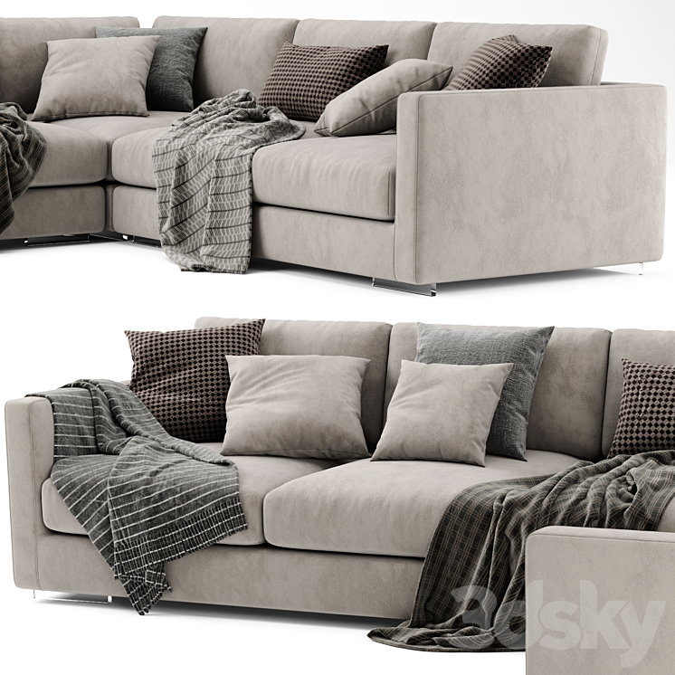 Flexform Magnum L Shaped Sofa 3DS Max Model - thumbnail 2