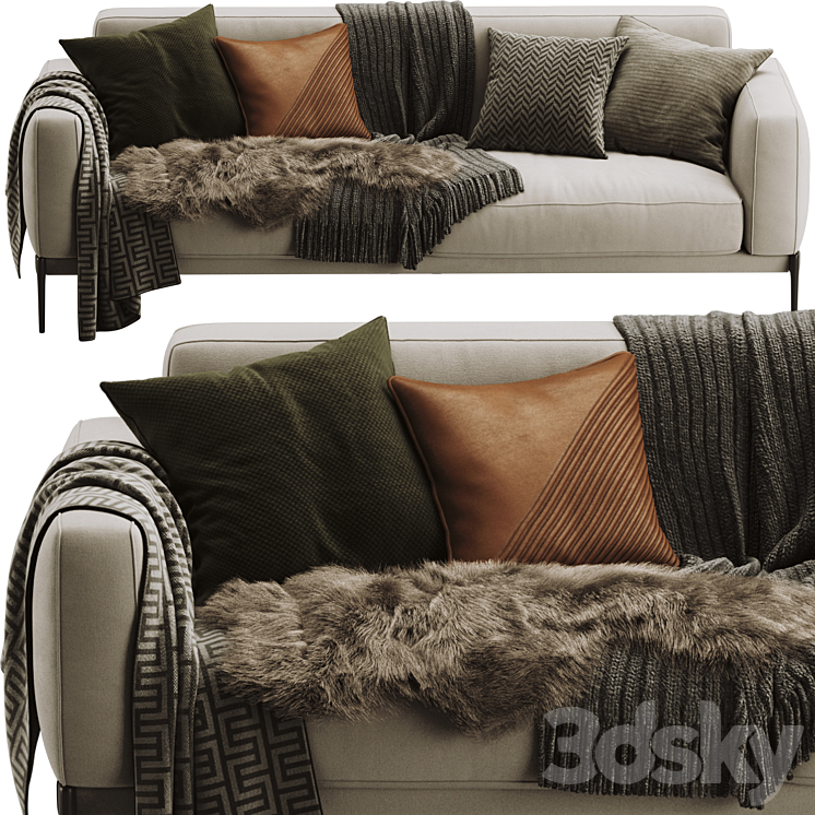 Flexform Romeo Compact Sofa 3DS Max Model - thumbnail 2