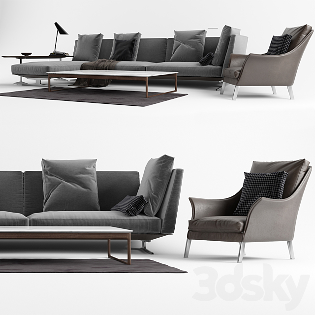 Flexform Set 02 Evergreen Sofa 3DSMax File - thumbnail 2