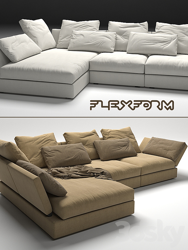 Flexform Sunny Sofa 3DS Max Model - thumbnail 2