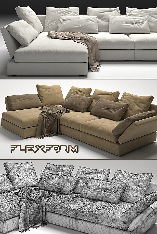 Flexform Sunny Sofa 3DS Max Model - thumbnail 3