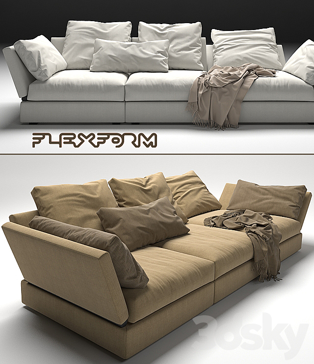 Flexform Sunny sofa 3DS Max Model - thumbnail 2