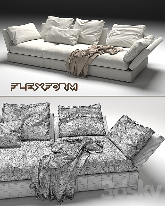 Flexform Sunny sofa 3DS Max Model - thumbnail 3