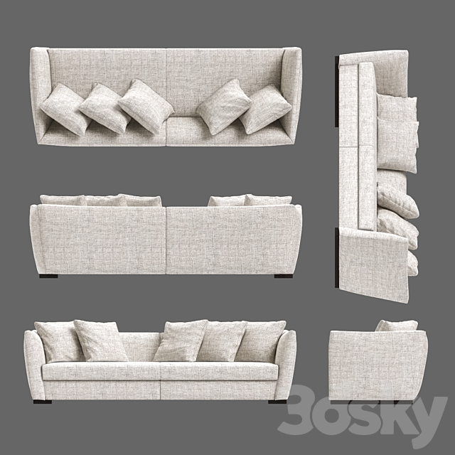 Flexform Valery Sofa 3DS Max Model - thumbnail 2