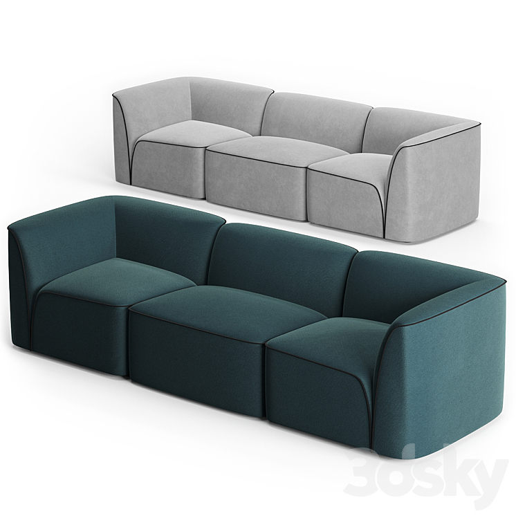 Flora 3-Seater Sofa by Woud Design 3DS Max Model - thumbnail 1