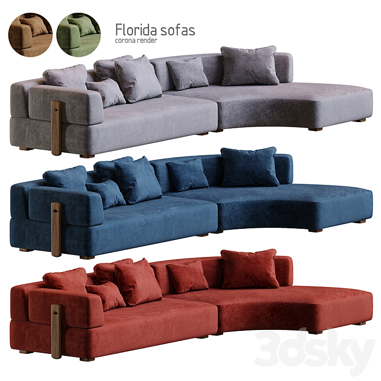 Florida sofa CORONA 3DS Max Model - thumbnail 1