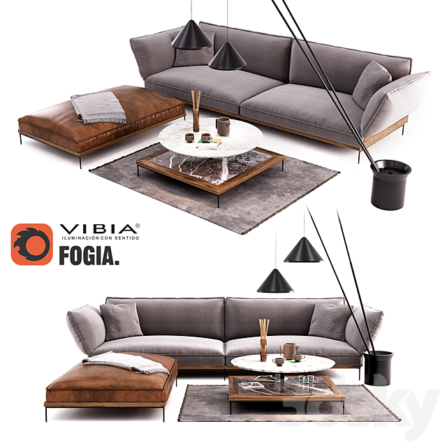 Fogia Jord Sofa Set | Vibia North Floor Lamp 3DSMax File - thumbnail 1