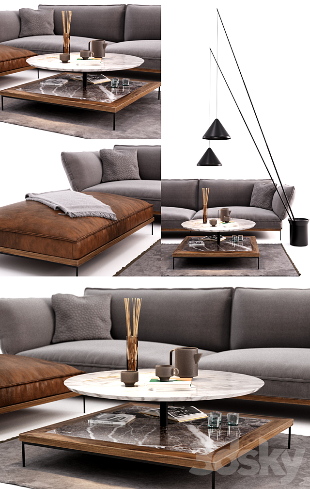 Fogia Jord Sofa Set | Vibia North Floor Lamp 3DSMax File - thumbnail 2