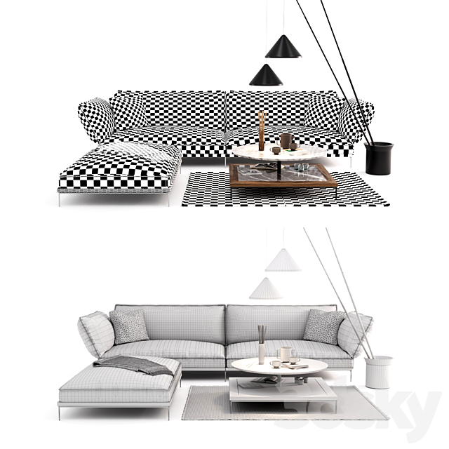 Fogia Jord Sofa Set | Vibia North Floor Lamp 3DSMax File - thumbnail 3