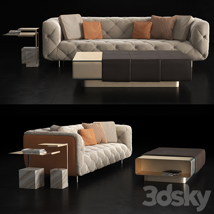 Formitalia Overseas-B 3 seater sofa 3DS Max Model - thumbnail 1