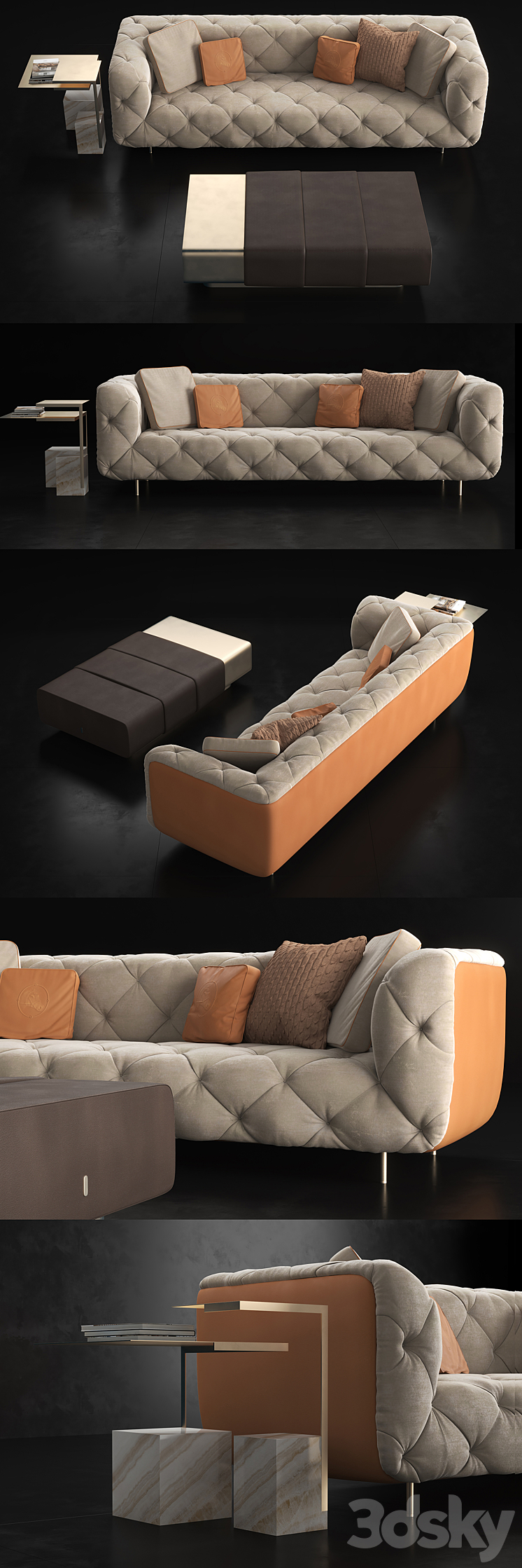 Formitalia Overseas-B 3 seater sofa 3DS Max Model - thumbnail 2