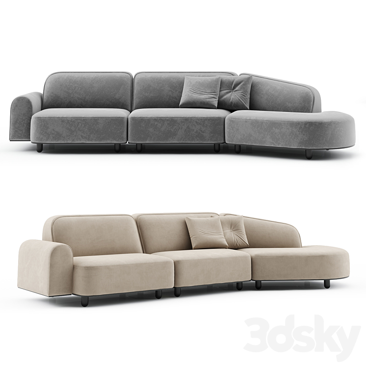 Freeform Curved Sofa With Arm Vladimir Kagan 3DS Max Model - thumbnail 1