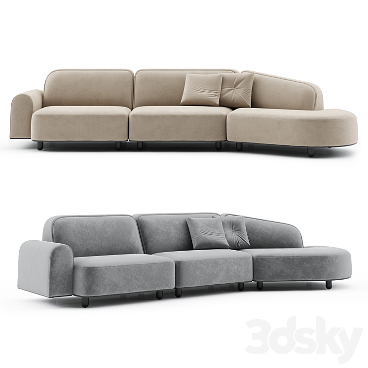 Freeform Curved Sofa With Arm Vladimir Kagan 3DS Max Model - thumbnail 2