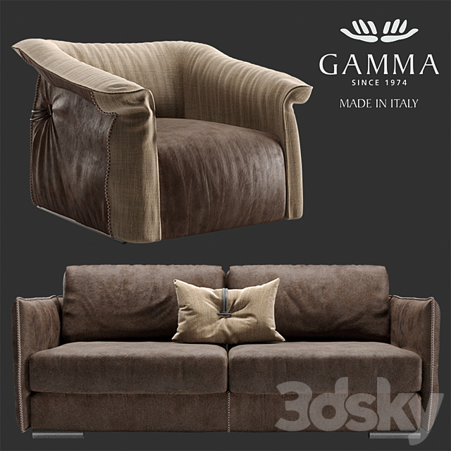 GAMMA Alfred sofa and Charlotte chair 3DSMax File - thumbnail 1