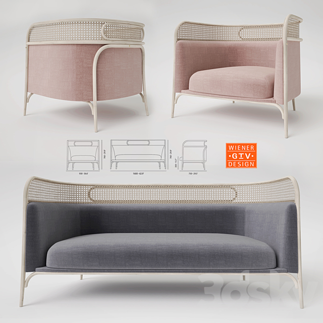 Gebruder Thonet Vienna Targa Lounge and Sofa 3DSMax File - thumbnail 1