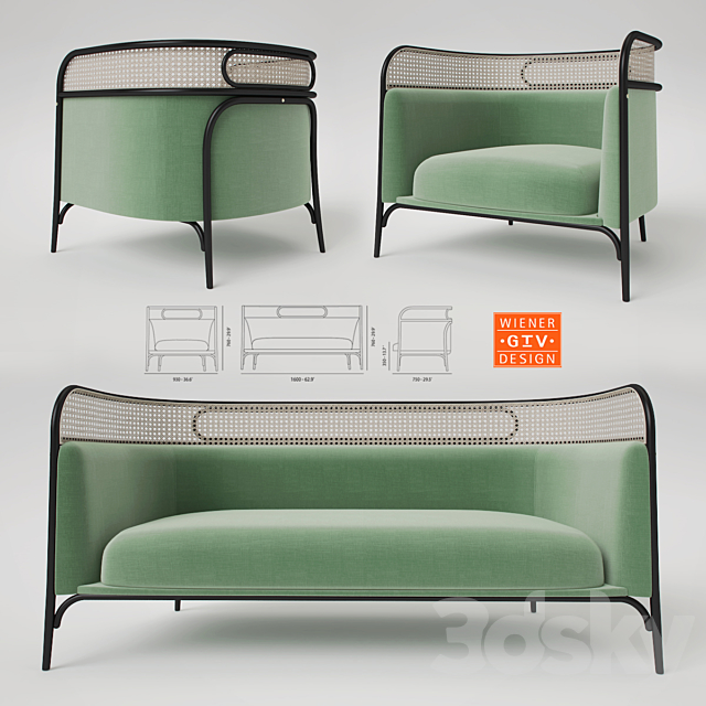 Gebruder Thonet Vienna Targa Lounge and Sofa 3DSMax File - thumbnail 2