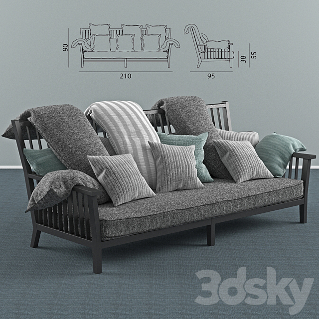 Gervasoni Gray 03 divani 3DS Max Model - thumbnail 2