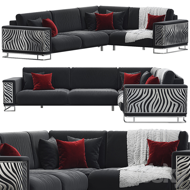 Gilletti Full Corner Sofa 3DS Max Model - thumbnail 1