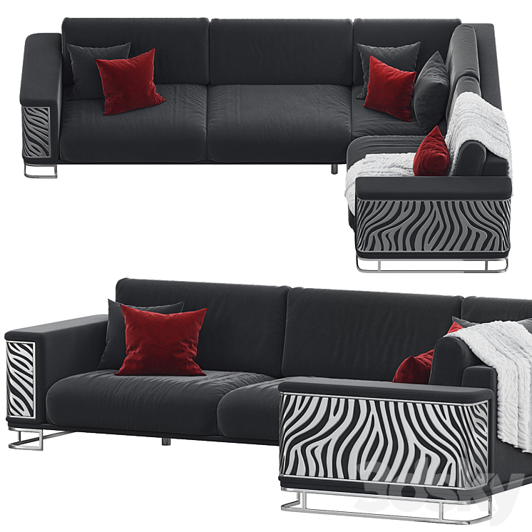 Gilletti Full Corner Sofa 3DS Max Model - thumbnail 2