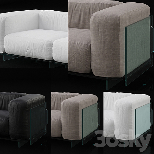 Glas Italia Crystal Lounge sofa 3DS Max Model - thumbnail 2