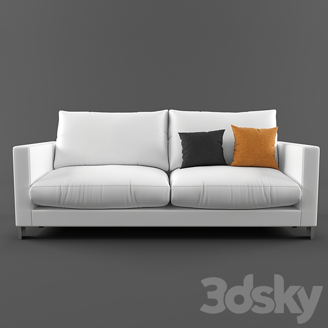 Gray and orange modern lounge 3ds Max - thumbnail 2