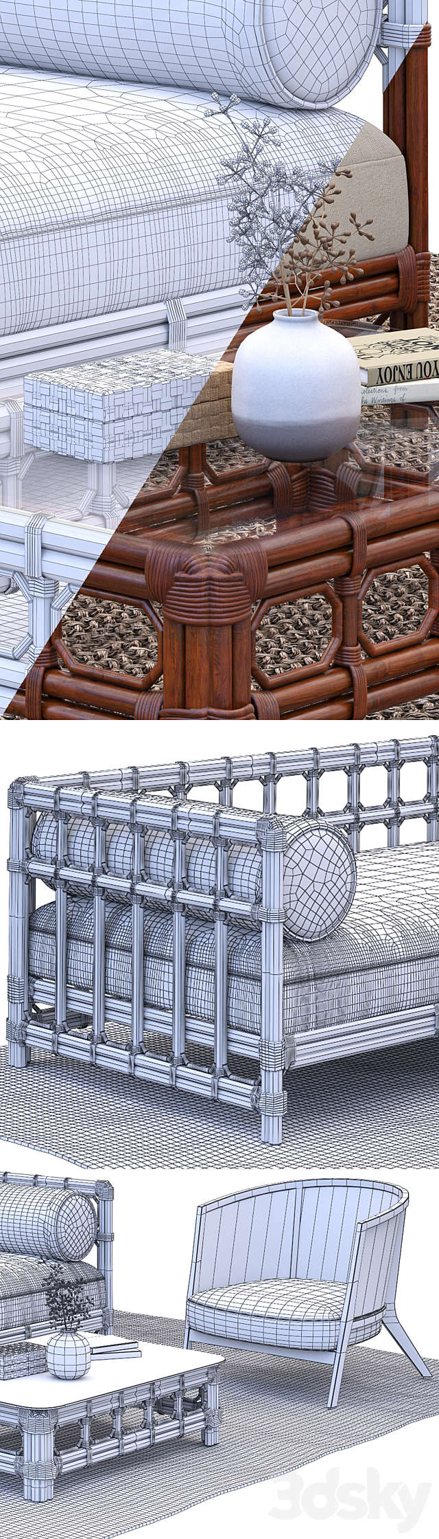 HICKS DAY BED 3ds Max - thumbnail 3