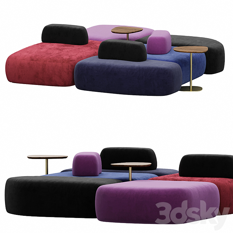 hm63 Pebble sofa set 3DS Max Model - thumbnail 1