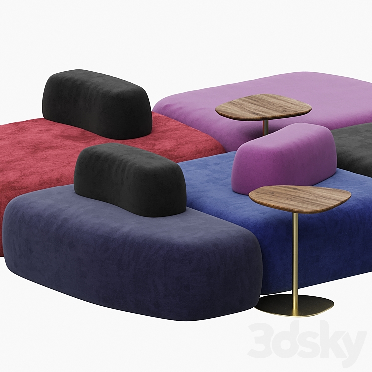 hm63 Pebble sofa set 3DS Max Model - thumbnail 2