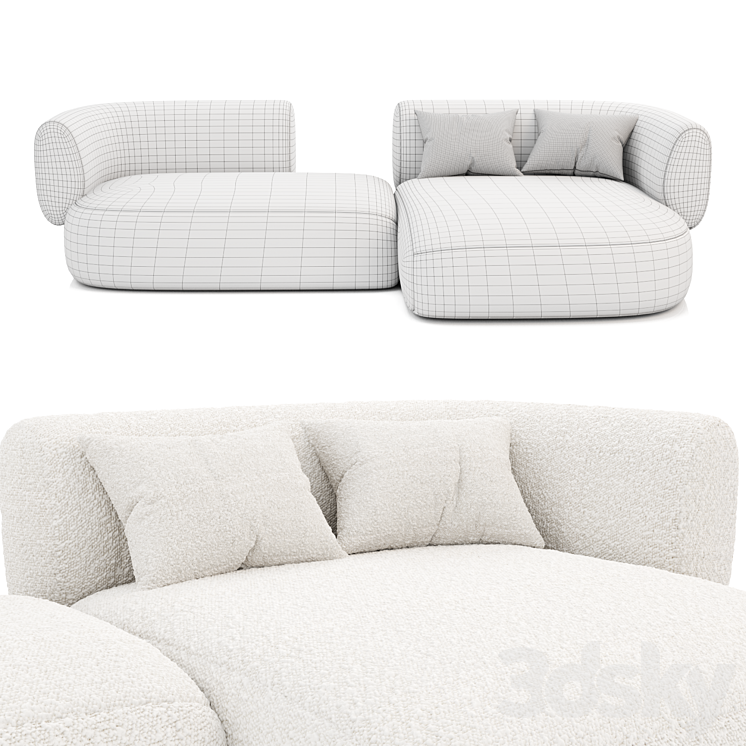 Hug modular sofa 3DS Max Model - thumbnail 2