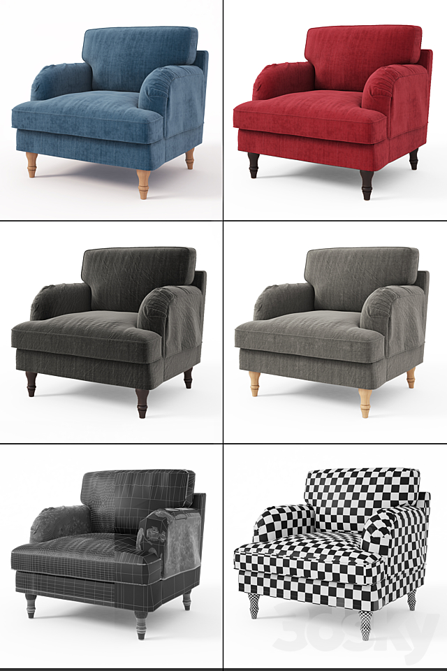 Ikea STOCKSUND sofa. chair. ottoman. chaise. sofa cover 3DSMax File - thumbnail 2