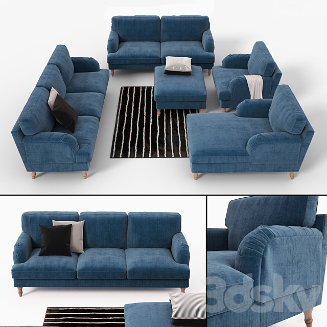 Ikea STOCKSUND sofa. chair. ottoman. chaise. sofa cover 3DSMax File - thumbnail 3