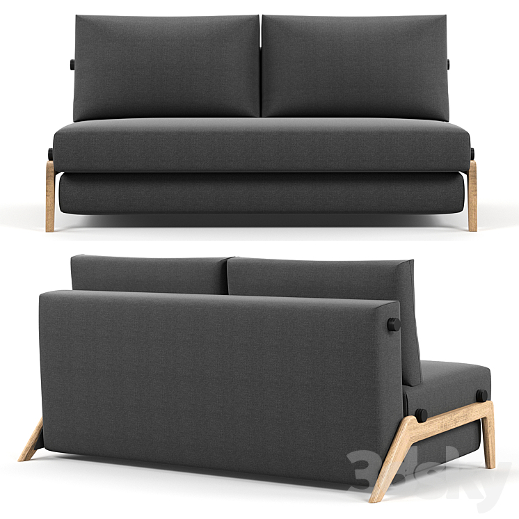 Innovation Living ILB 500 160 Sofa Bed Lacquered Oak 3DS Max Model - thumbnail 2