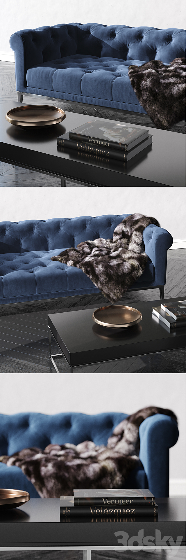 ITALIA CHESTERFIELD FABRIC SOFA 3DS Max Model - thumbnail 2