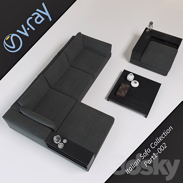 Italian Sofa Collection Part1-002 3DS Max Model - thumbnail 2