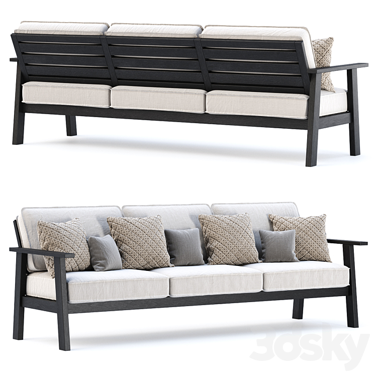 Jack garden three-seater sofa \/ Three-seater garden sofa 3DS Max Model - thumbnail 2