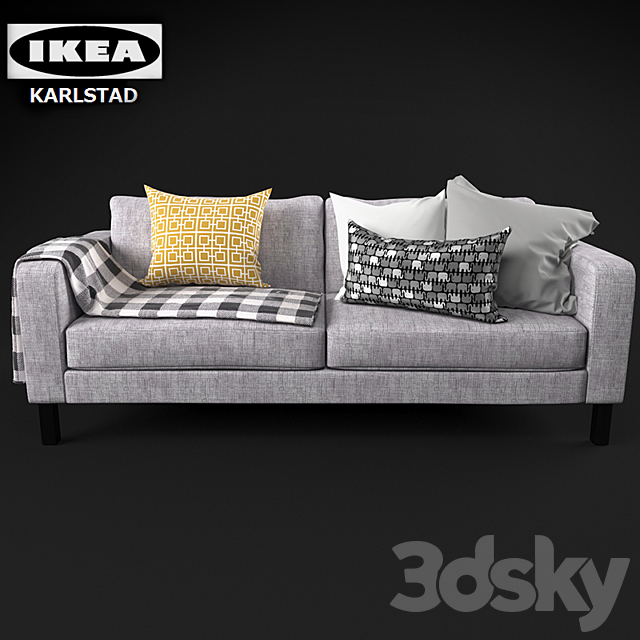 KARLSTAD sofa with pillows and plaid (IKEA) 3DSMax File - thumbnail 1