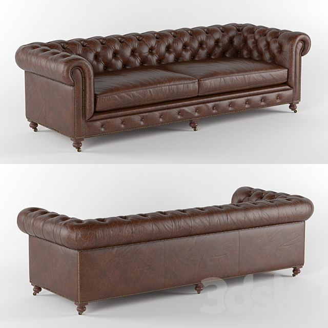 Kensington Leather Sofa Restoration Hardware 3DSMax File - thumbnail 1